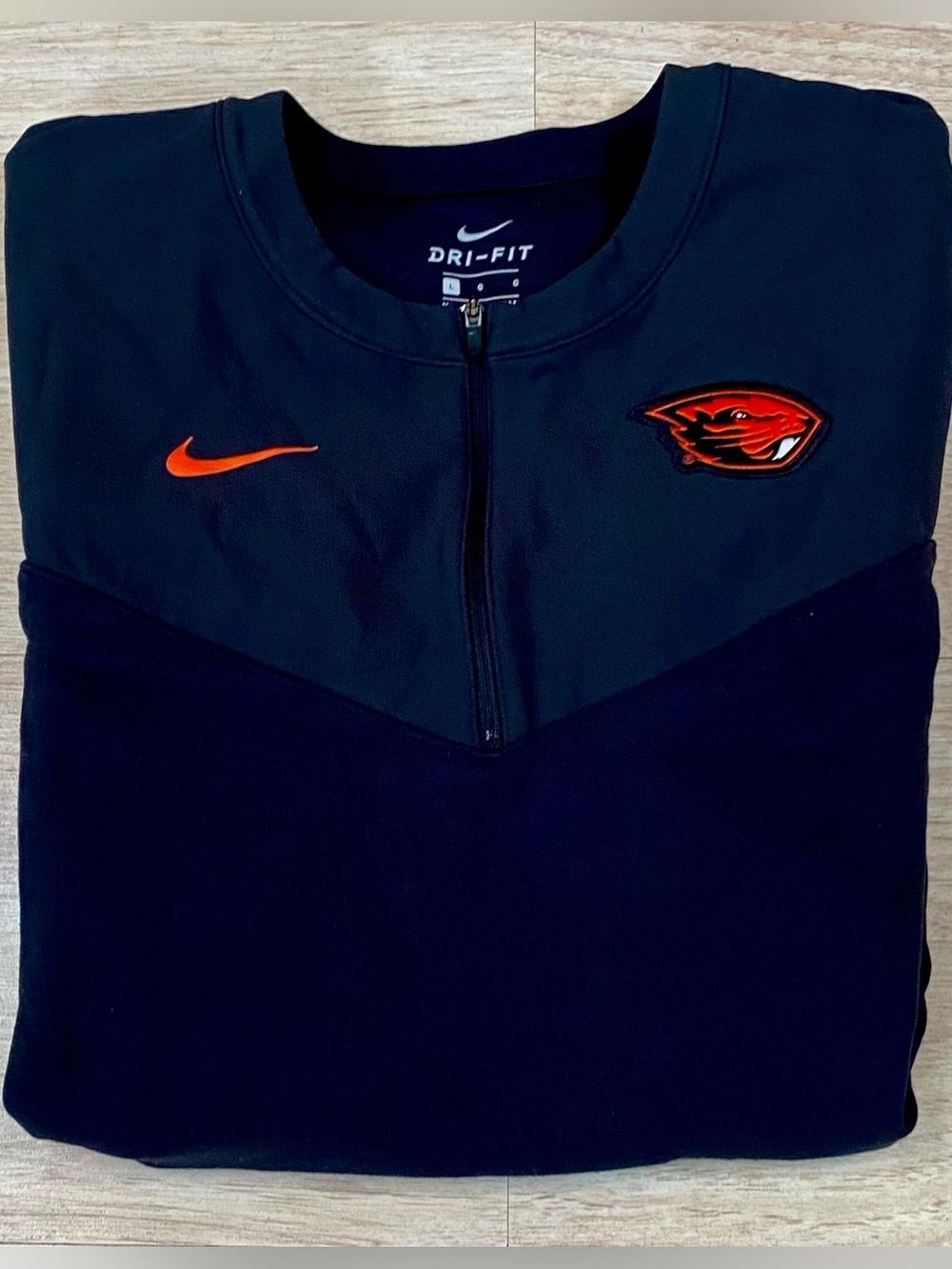 Nike Oregon State Beavers Pullover Mens L Black 1/4 Zip Dri-Fit Shirt Jacket OSU